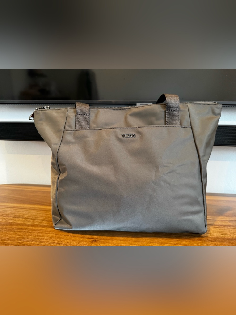 Tumi Voyager Just In Case Gray Nylon Zip-Top Tote